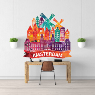Sticker Amsterdam Coloré