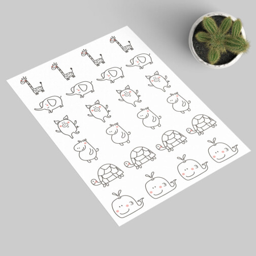 sticker animaux doodle