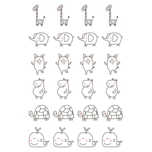 sticker animaux doodle
