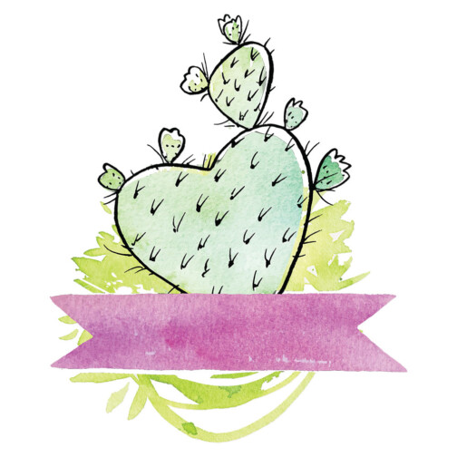 sticker cactus doodle Vert