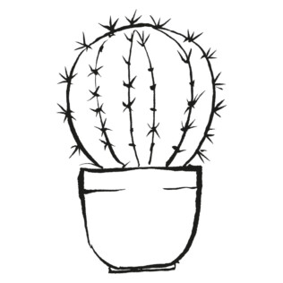 sticker cactus doodle pot