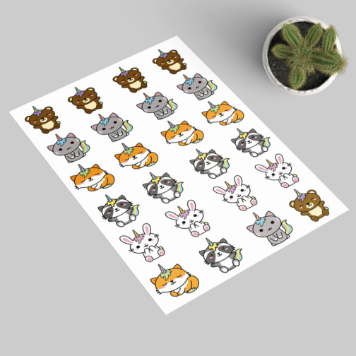 sticker kawaii unicorn animaux