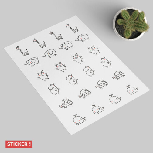 sticker animaux doodle