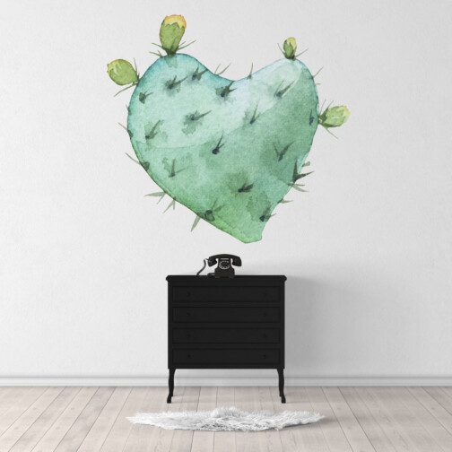 sticker cactus coeur