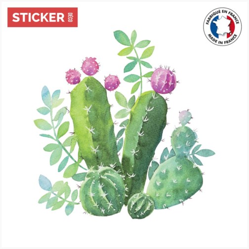 Sticker Cactus Fleur Violette