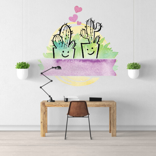 Sticker Cactus Amoureux