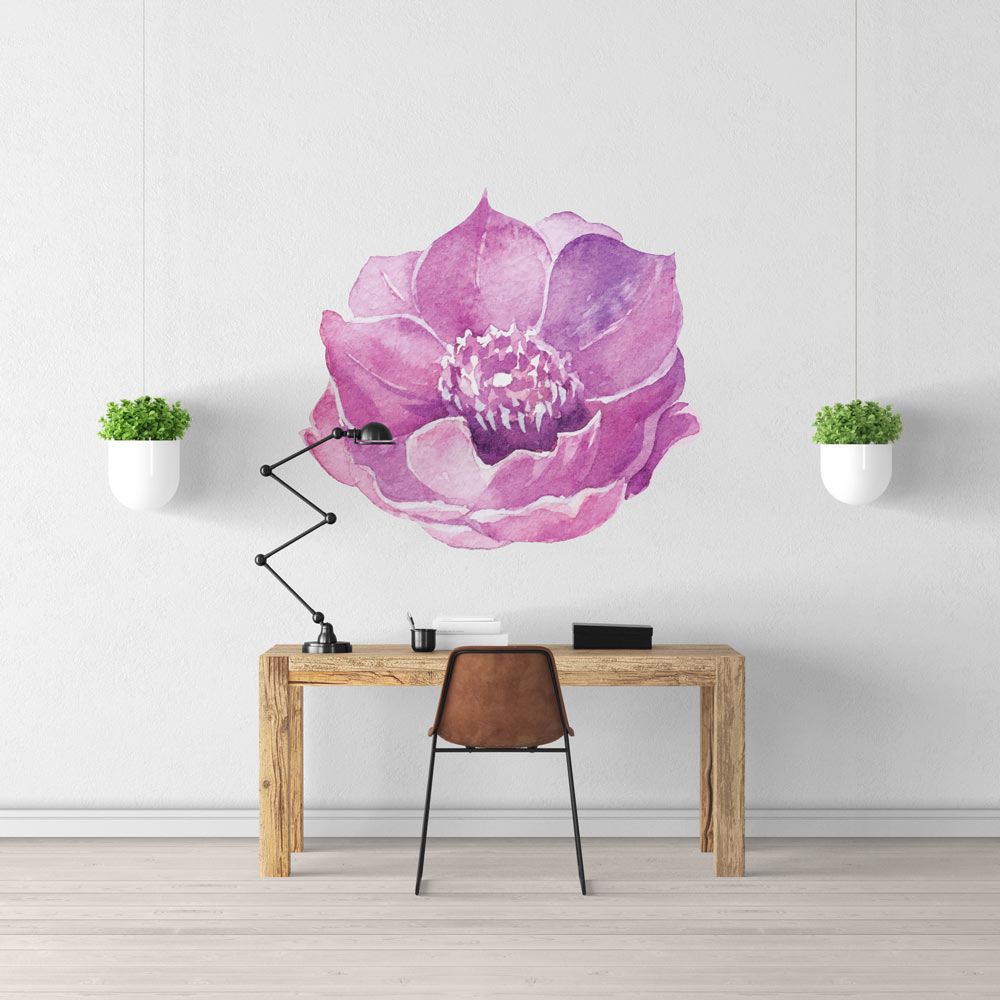 Sticker mural 3D fleur champ rose violet - sticker mural M0232 - thème 01 /  moyen