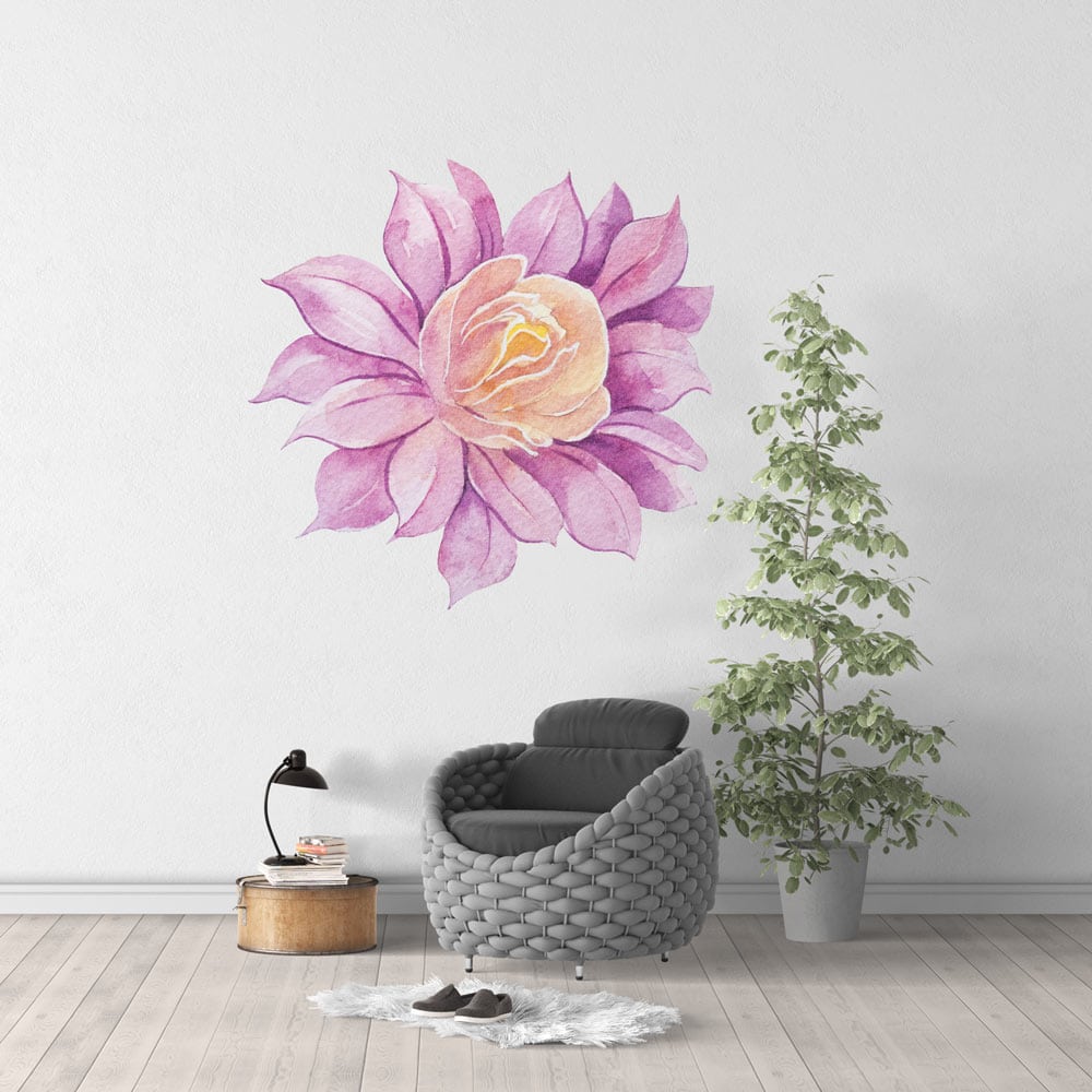 Sticker mural 3D fleur champ rose violet - sticker mural M0232 - thème 01 /  moyen