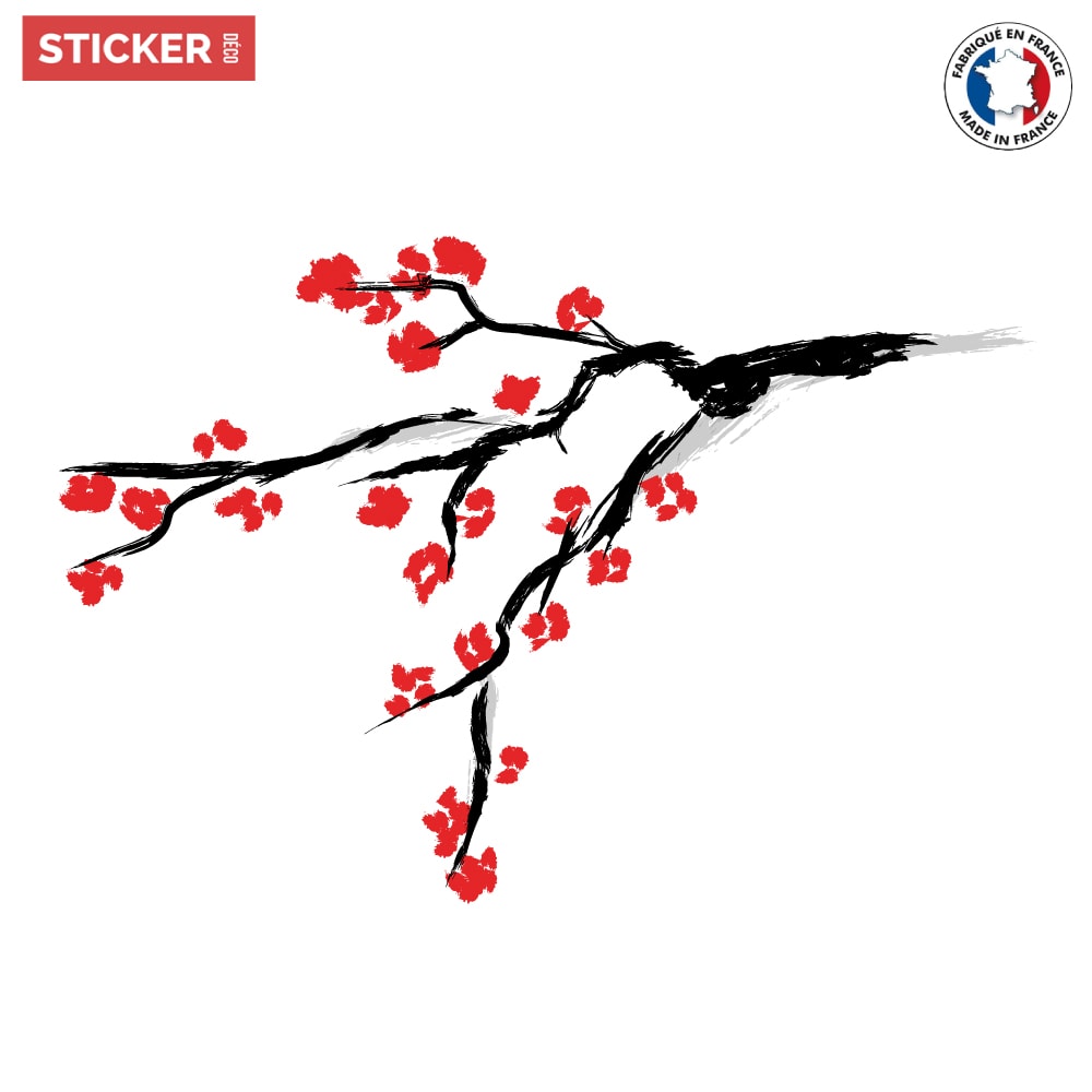 Sticker branche d'arbre fleuri en rouge – Stickers STICKERS NATURE