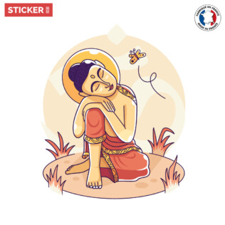 Sticker-zen-bouddha-jaune