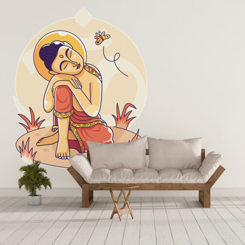 Sticker Zen Bouddha Jaune