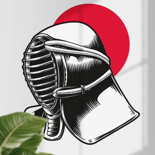 Sticker Casque Guerrier Japonais