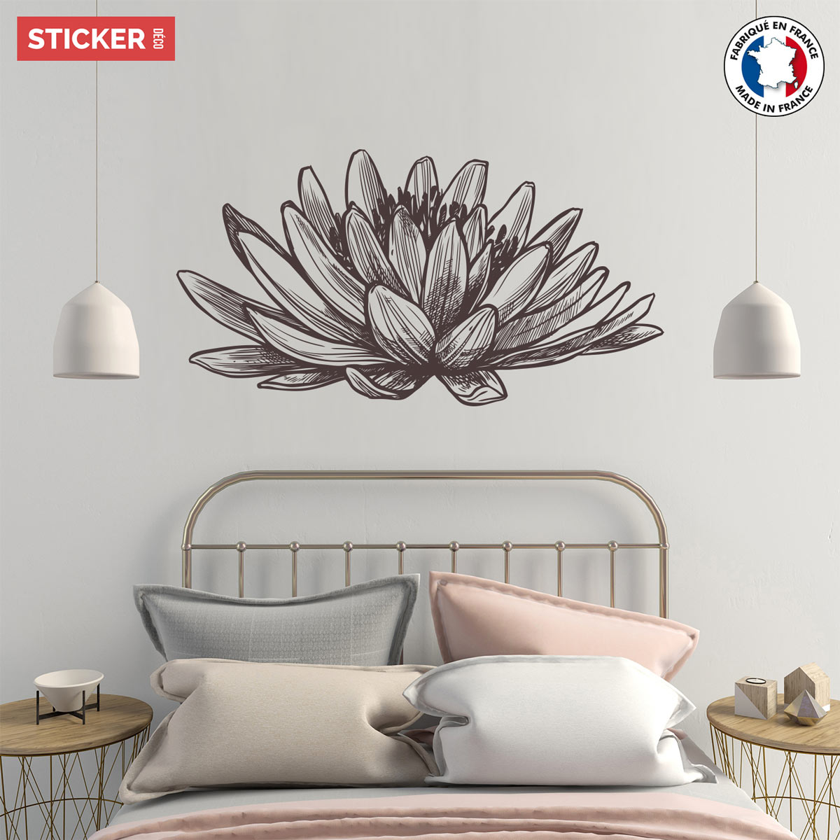 COVPAW® Sticker mural, taille XXL, motifs lotus et fleurs, jaune,  décoration pour séjour et chambre à coucher : : Cuisine et Maison