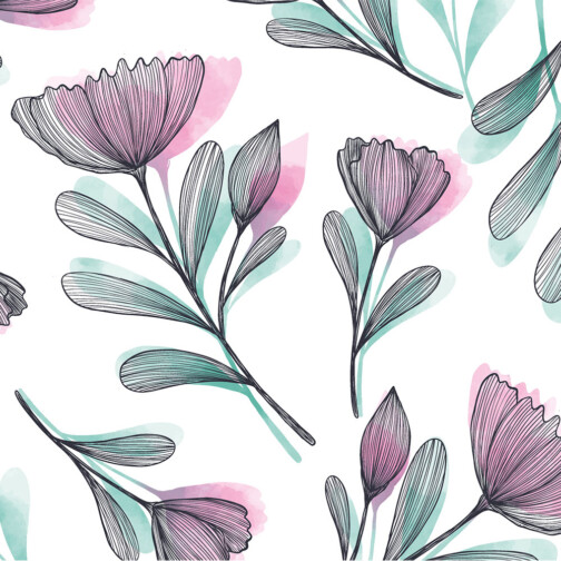 Crédence Adhésive Fleurs Aquarelle