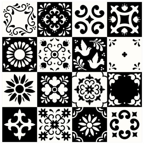 Stickers Carreaux de Ciment Noir et Blanc