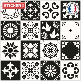 Stickers Carreaux de Ciment Noir et Blanc
