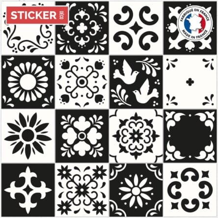 Stickers Carreaux De Ciment Noir Et Blanc Adhesifs Deco Stickerdeco Fr