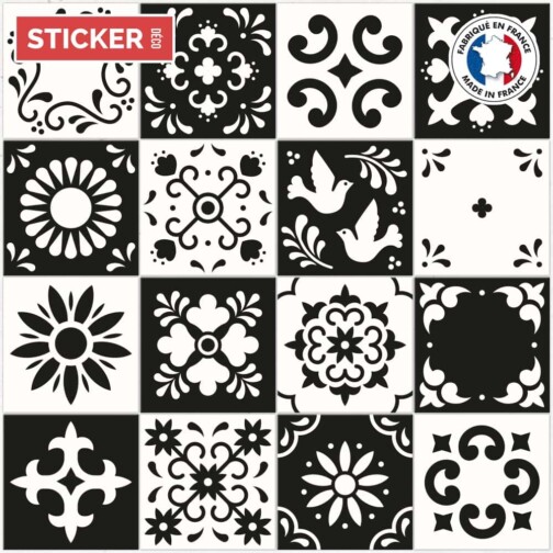 Stickers Carreaux de Ciment Noir et Blanc