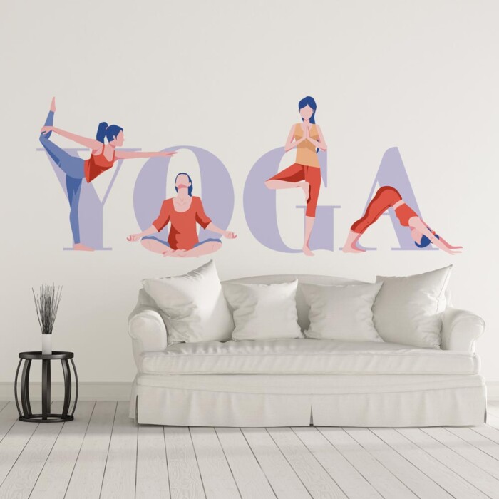 Sticker Mural Méditation Yoga Bouddha - Dimensions 42x37 Cm, PVC Détachable, Décoration Zen Chambre, Salon
