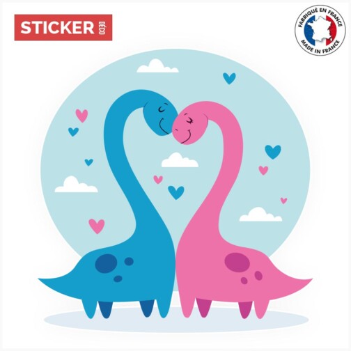 Sticker dinosaures amoureux