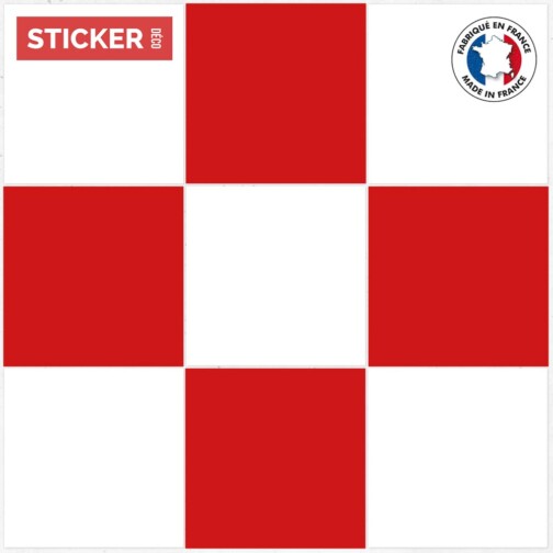 Stickers Sol Carrelage Gros Damier Rouge