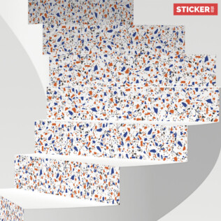 Stickers Escaliers Terrazzo Orange Bleu