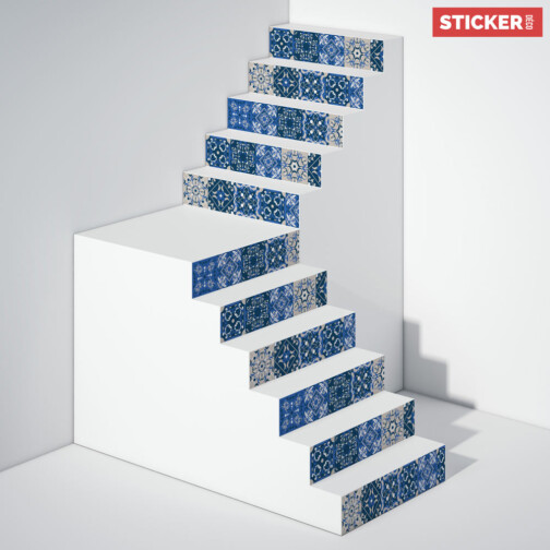 Stickers Escaliers Baroque Gris Bleu