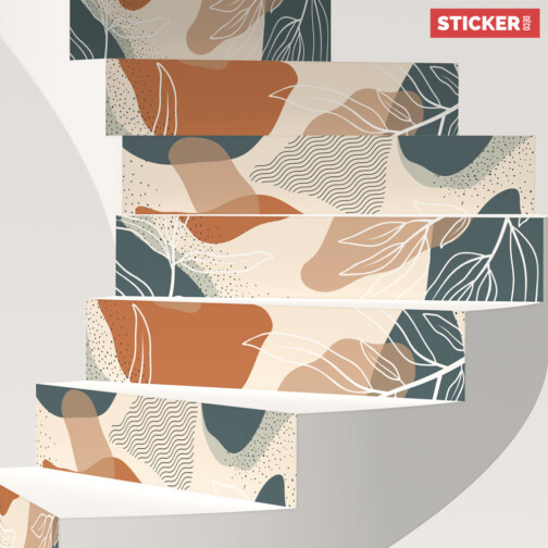 Stickers Escaliers Fleurs Abstrait