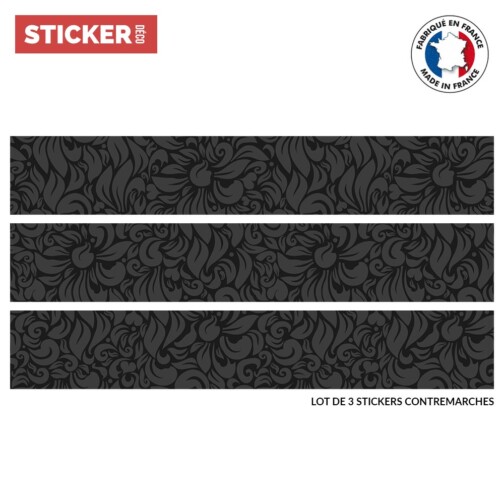 Stickers Escaliers Floral Noir