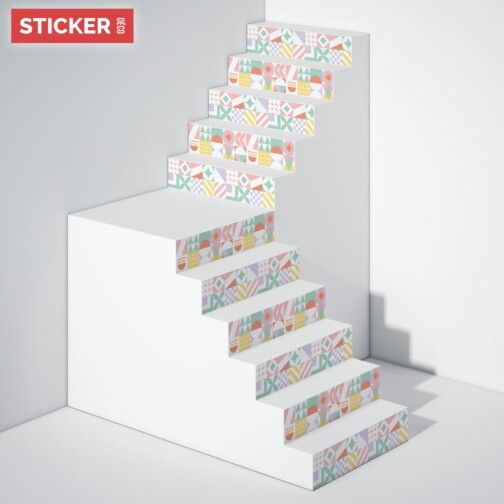 Stickers Escaliers Retro Géométrique