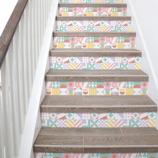 Stickers Escaliers Retro Géométrique
