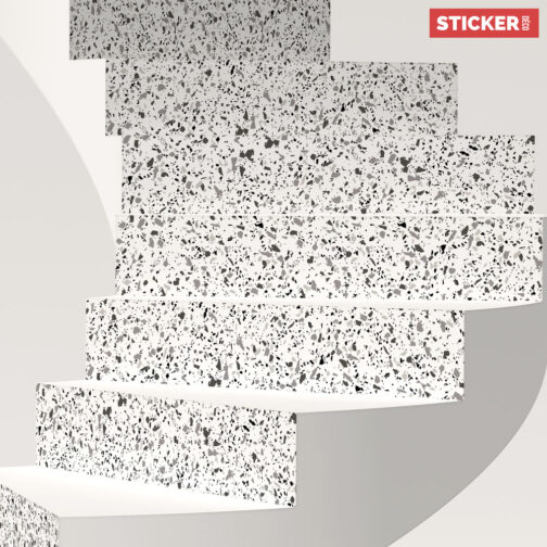Stickers escaliers terrazzo gris