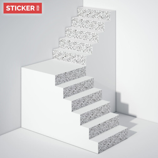 Stickers escaliers terrazzo gris