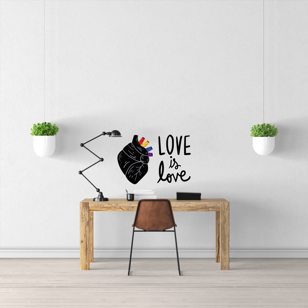 Sticker Coeur Love Is Love, Autocollant LGBT