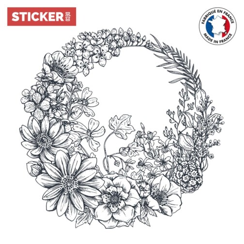 Sticker Plafonnier Floral Couronne Doodle