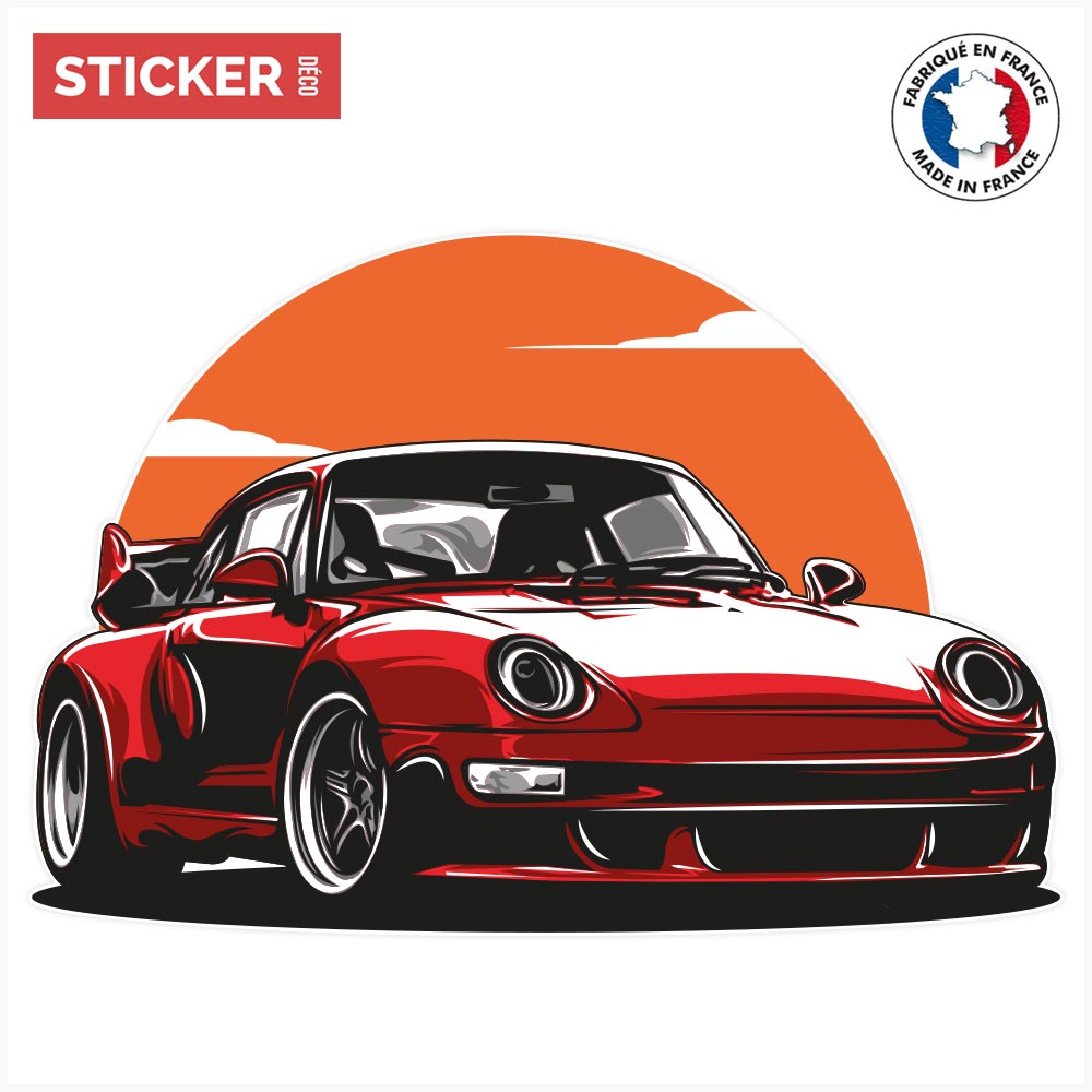 Sticker Porsche Rouge, Stickers Sports
