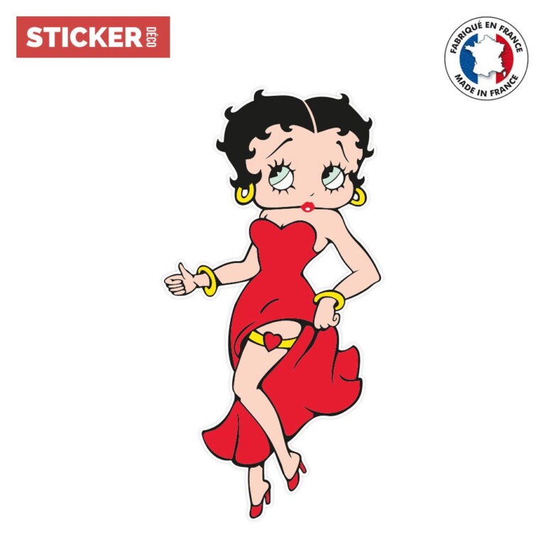 Autocollant Vinyle Betty Boop 'jambe En L'air' Coloré - Pour Voiture, Mur, Fenêtre, Neuf