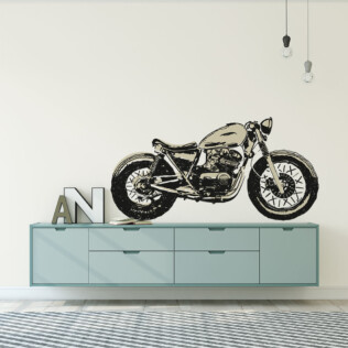 Sticker Moto Dessin Noir Et Beige