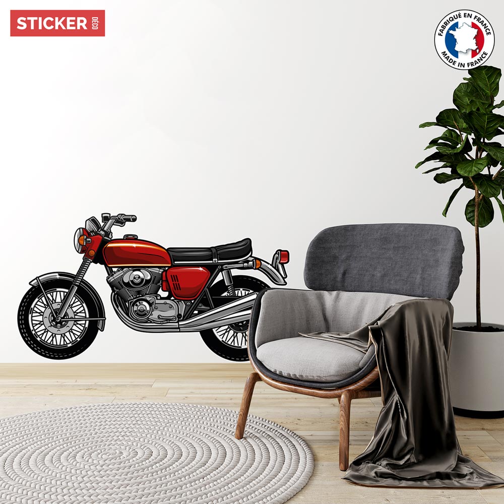 Sticker moto style vintage avec motocycliste - TenStickers