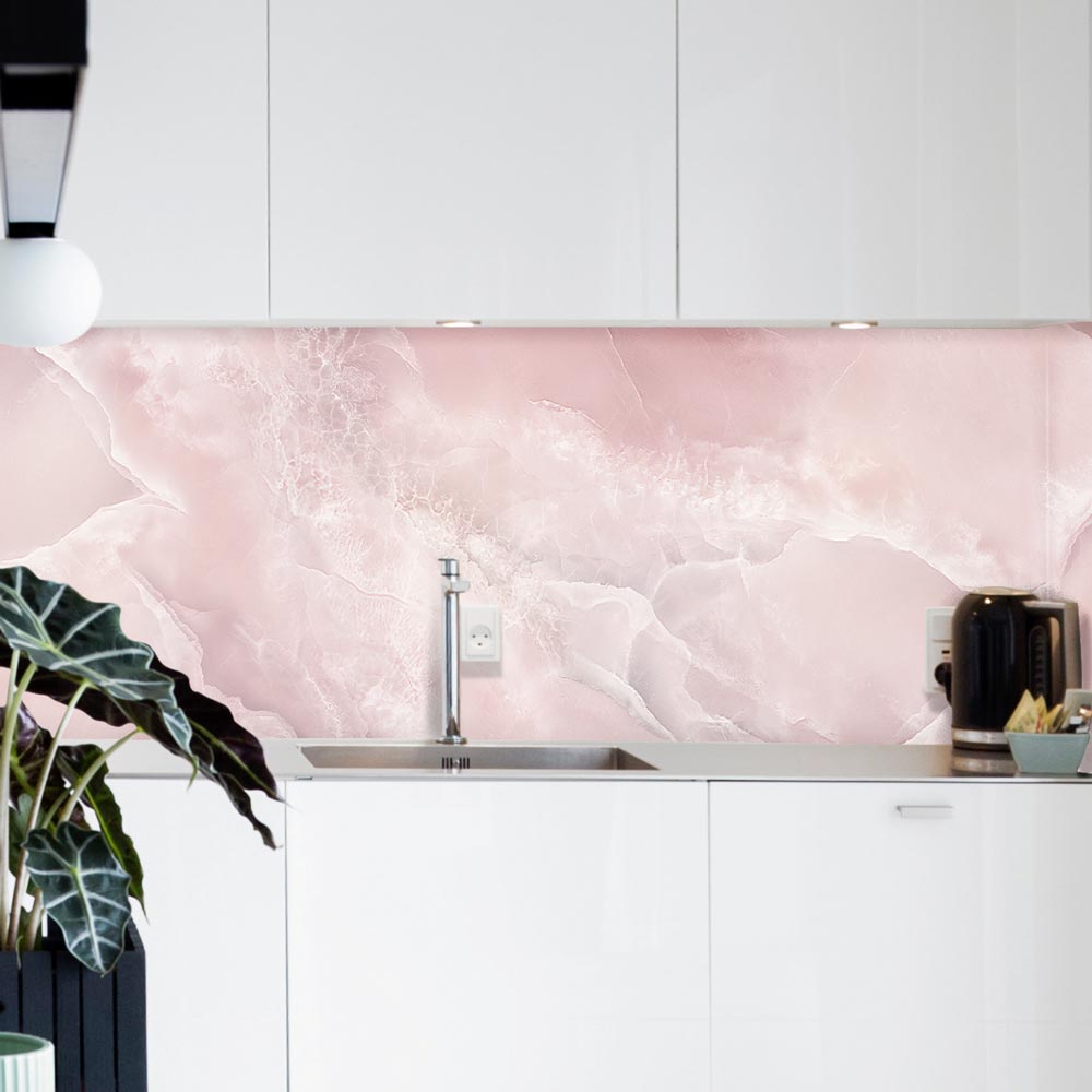 Crédence de cuisine effet marbre rosé - Déco'Art