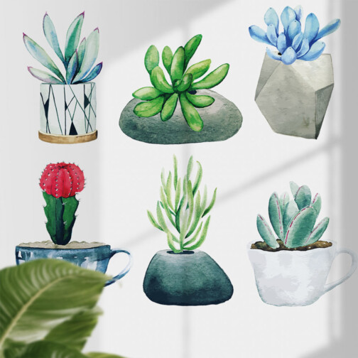 Stickers Cactus Aquarelles Dessin