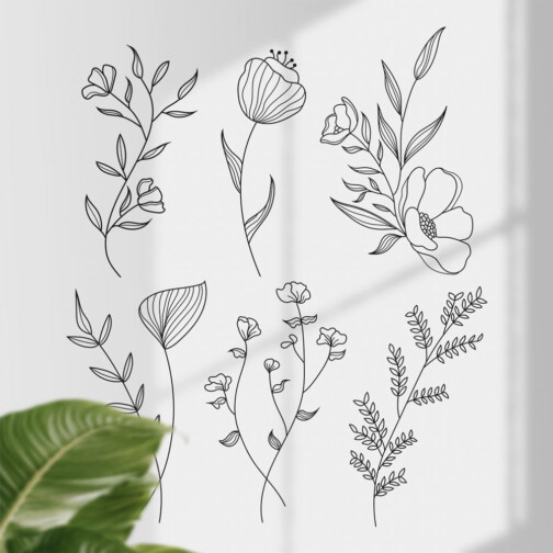 Stickers Fleurs Line Art