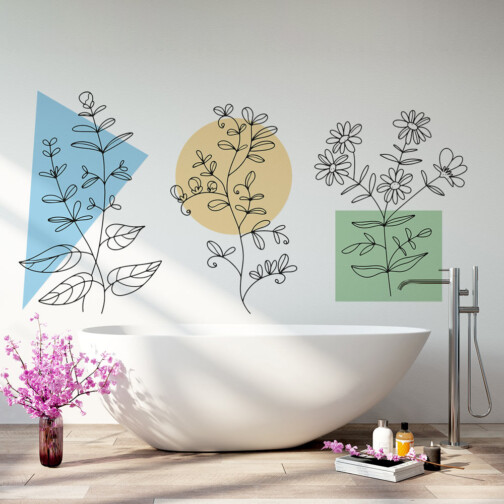 Stickers Fleurs Minimalistes Dessin