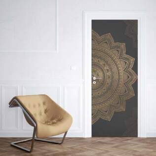 Sticker Porte Mandala Noir