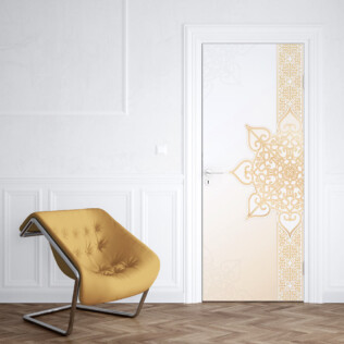 Sticker Porte Mandala Blanc Or