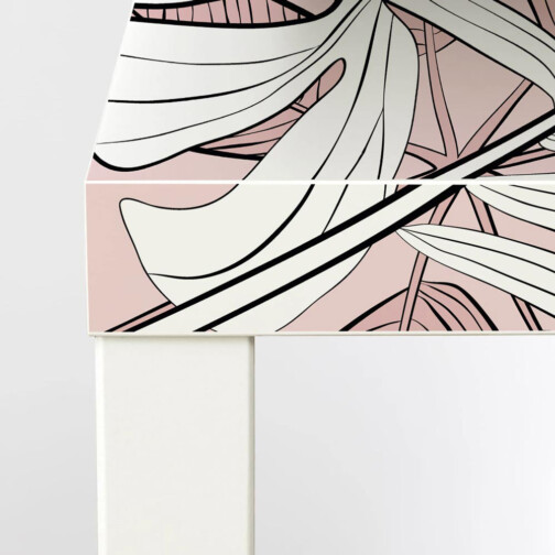 Sticker Ikea Lack Feuilles Roses