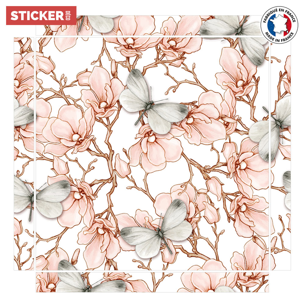 Sticker Ikea Lack Fleurs Et Papillons