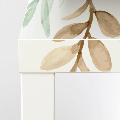 Sticker Ikea Lack Feuilles Aquarelle