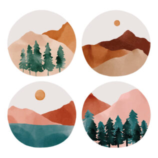Stickers Minimalistes Montagnes