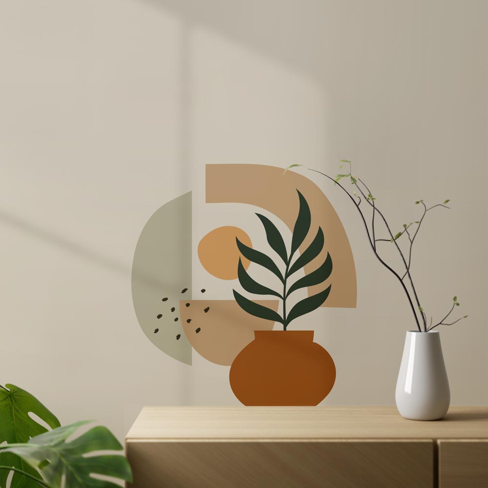 Sticker Vase Terre Cuite, Sticker Minimaliste Déco